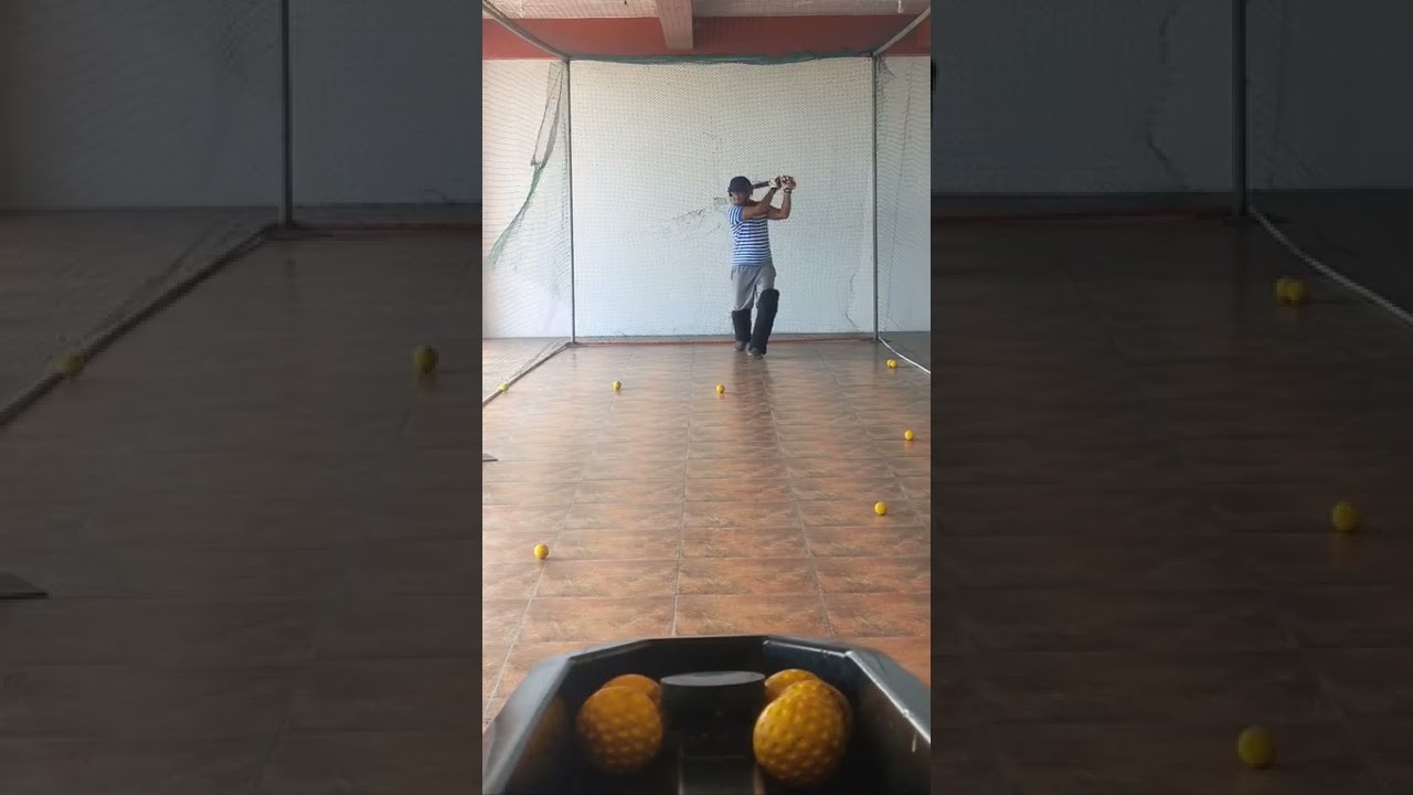 batting practice in net with bowling machine! net practice!