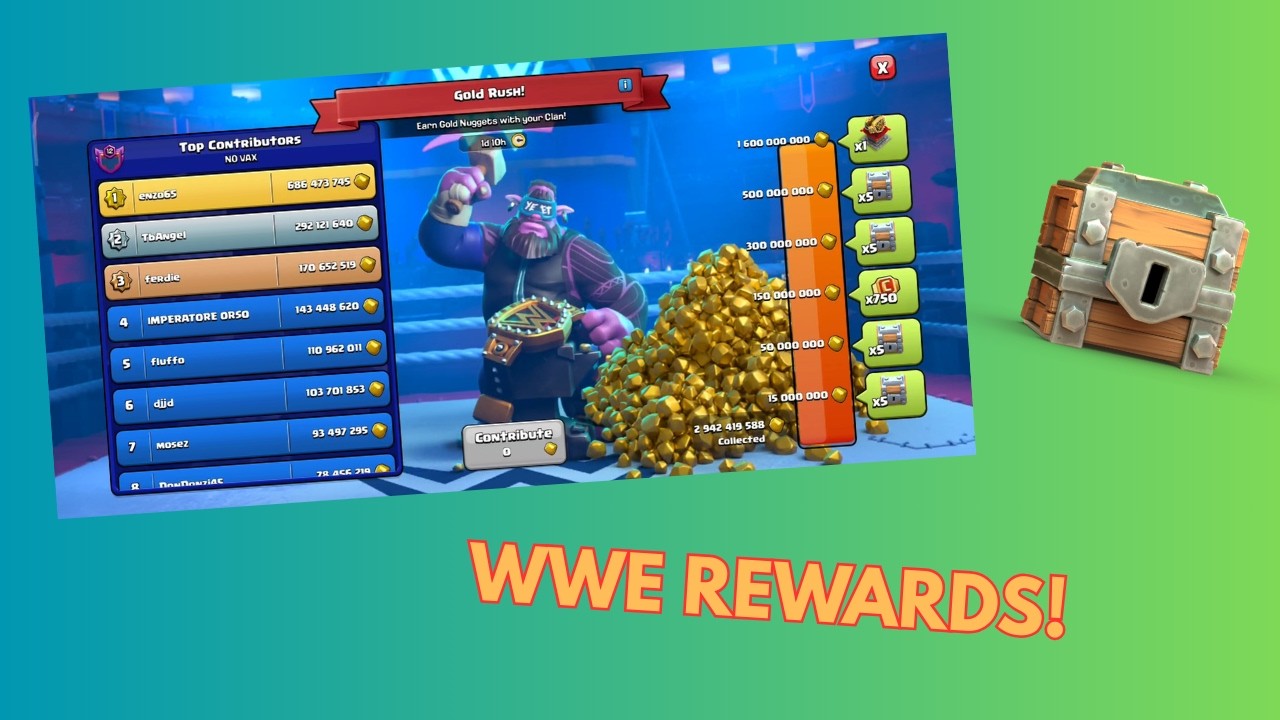 I collected every reward from Gold Rush Event (Clash of Clans x WWE)