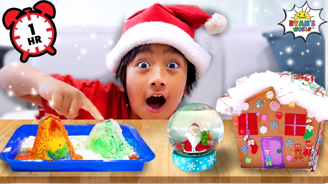 Ryan's BEST DIY Christmas Crafts Giant Gingerbread Cardboard Play House!