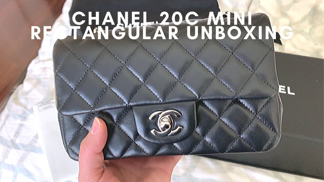CHANEL 20C MINI RECTANGULAR FLAP BAG UNBOXING MOD SHOTS FIRST IMPRESSION