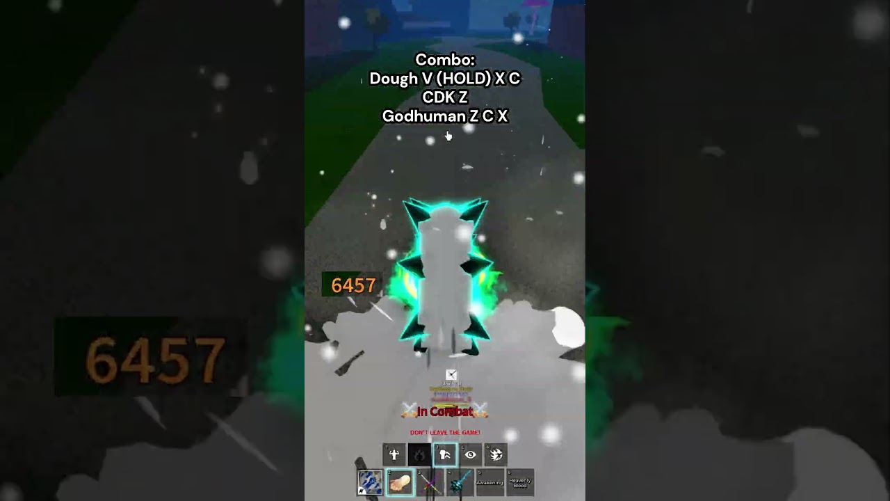 Easy dough one shot combo #combos #doughcombo #bloxfruits #cdk #godhuman  #bloxfruitcombo #combo