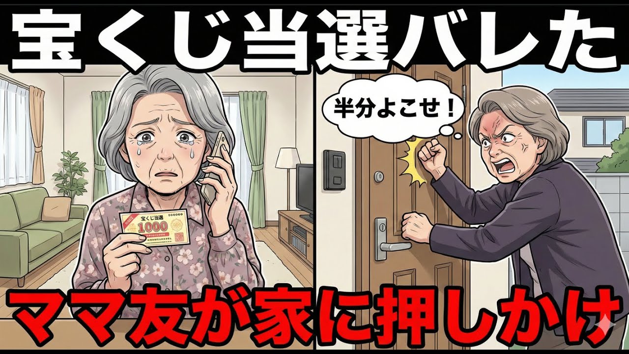 宝くじ高額当選がバレた    親友だと思っていたママ友の態度が急変。「半分よこせ」と家に押しかけてきた修羅場。