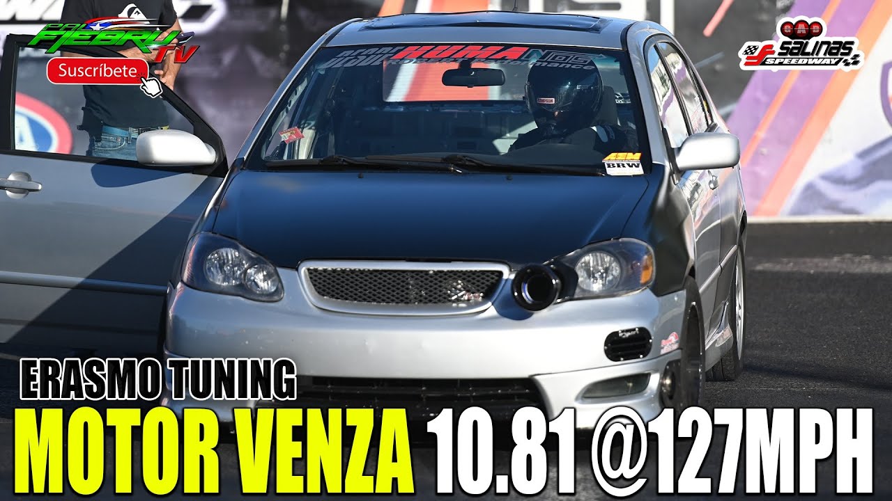 Corolla con Motor de Venza Nitroso 10.81 @127mph Erasmo Tuning Salinas Speedway 6 feb 20 PalfiebruTV
