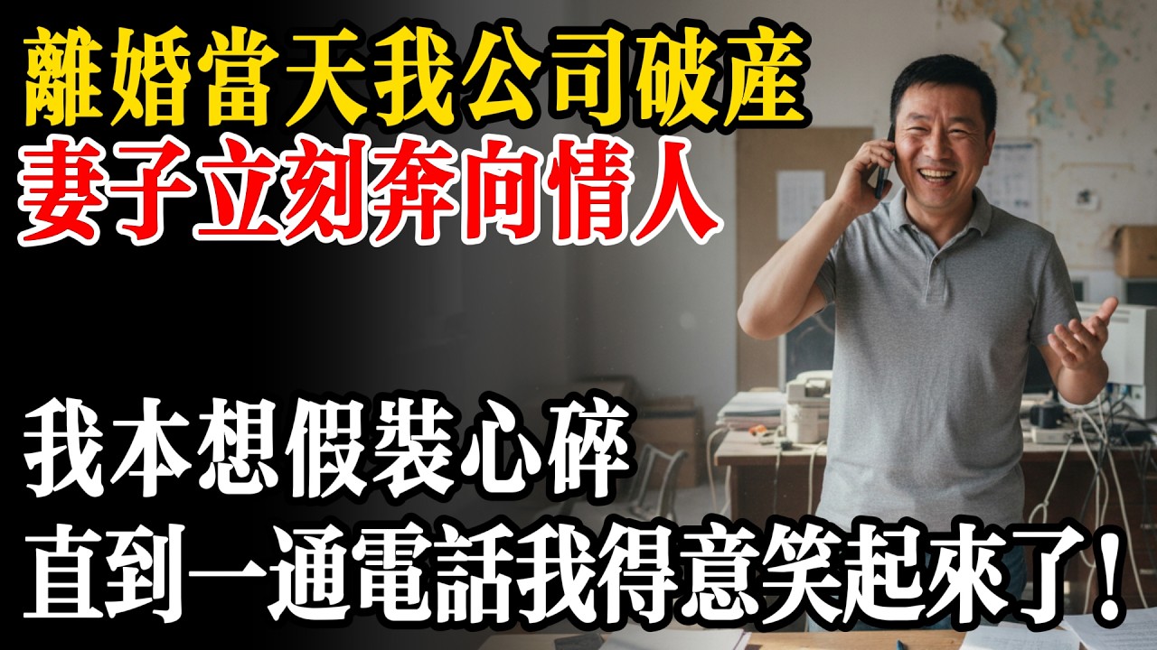 離婚當天我破產負債五千萬，前妻立馬甩協議奔向情人，我本想假裝心碎，直到電話響起律師發來遺產清單，我得意笑了。