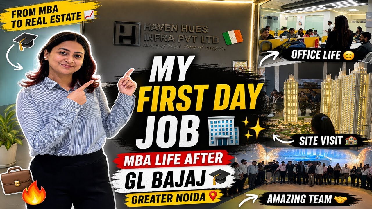 My First Day in Real Estate Job 🏢😍| | MBA Life After GL Bajaj college ,Greater Noida 💼✨