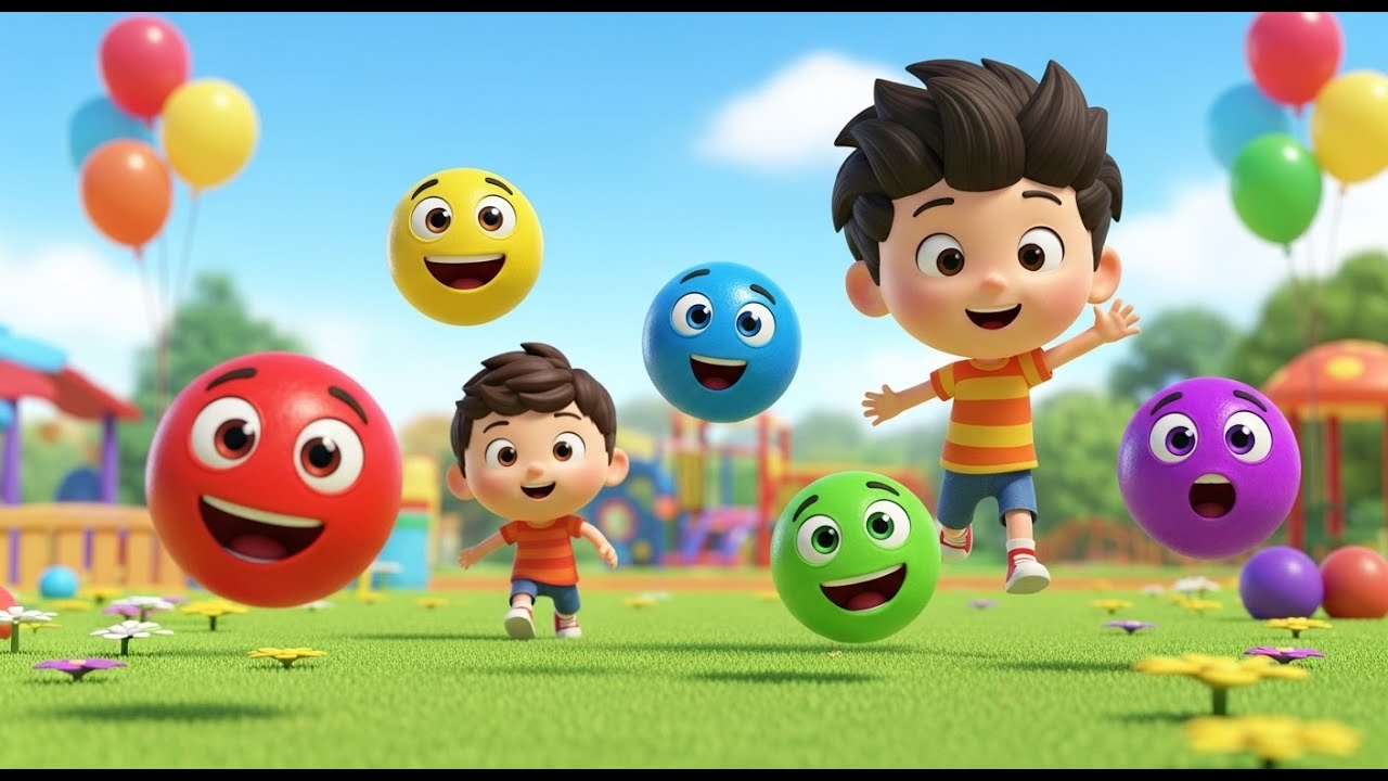 Fünf kleine Bälle hüpfen, hüpfen, hüpfen | Sportlied & Zählen für aktive Kinder