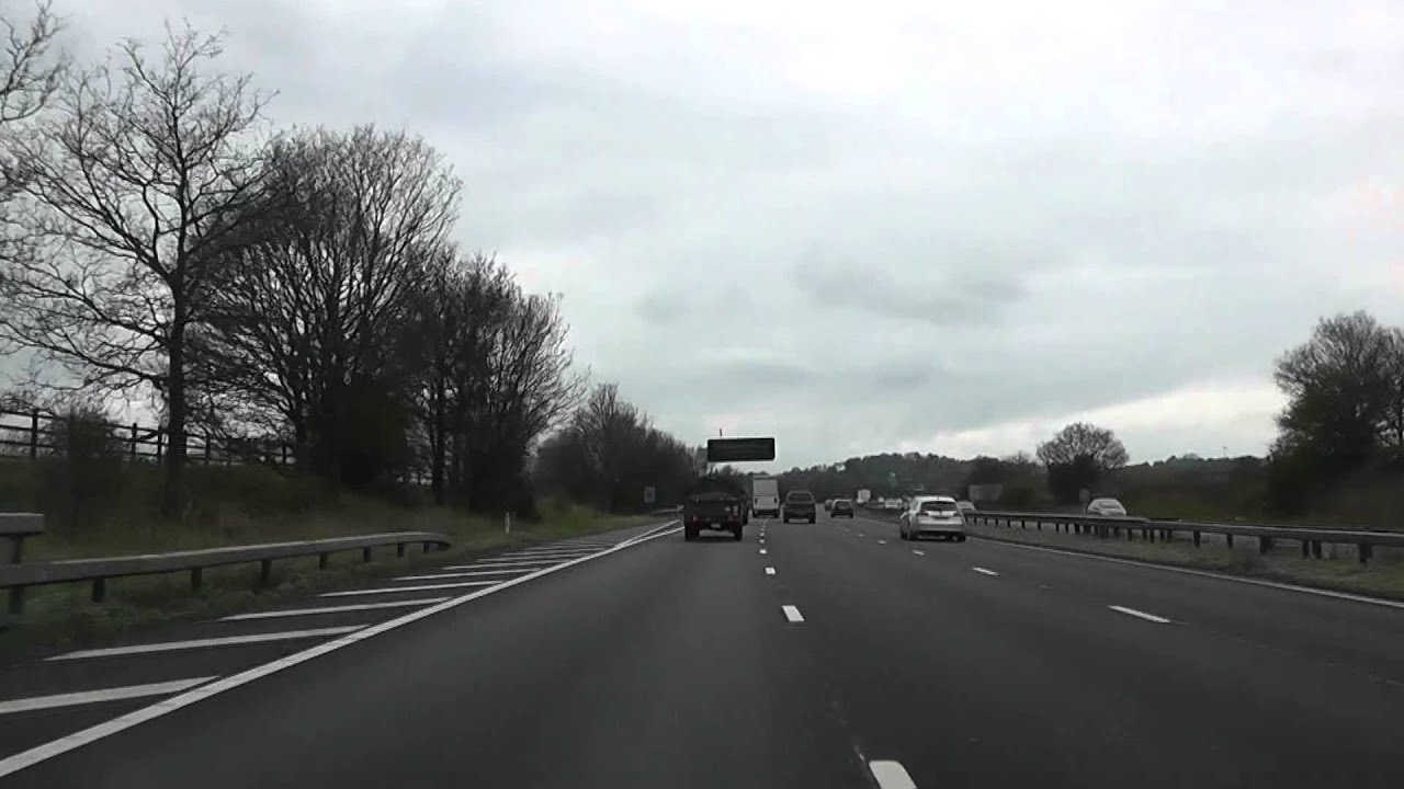 Driving On The M6 Motorway From J15 Stoke-on-Trent To J16 Crewe, Cheshire East, UK 14th April 2012