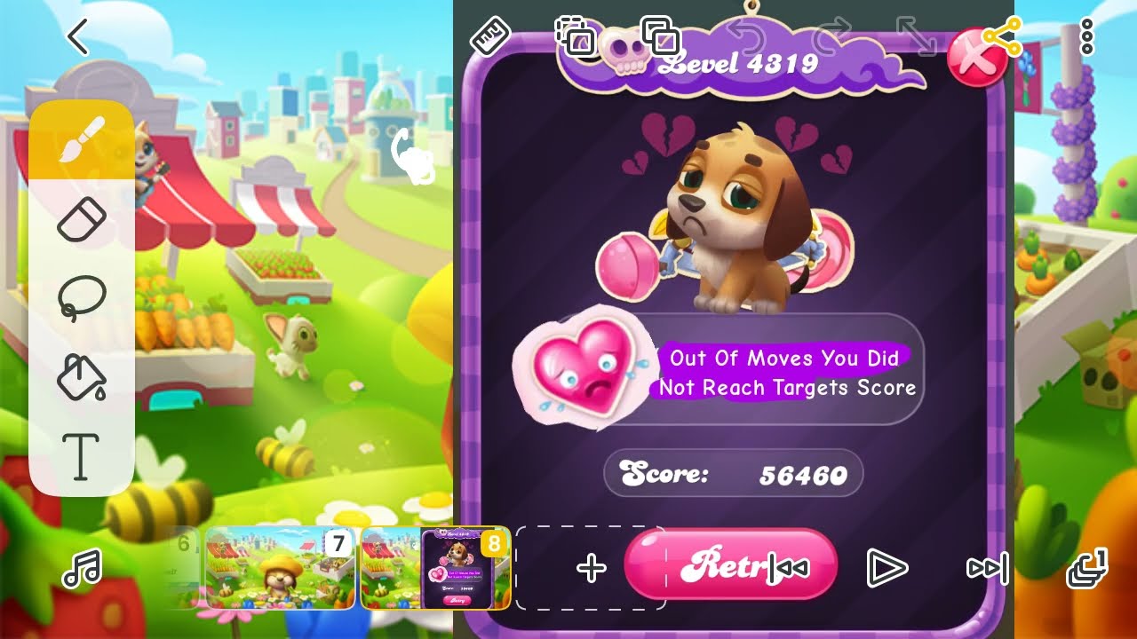 Candy Crush Puppies Saga But Puppy is Sad Dreamworld Odus Become is Puppy and Out Of Moves