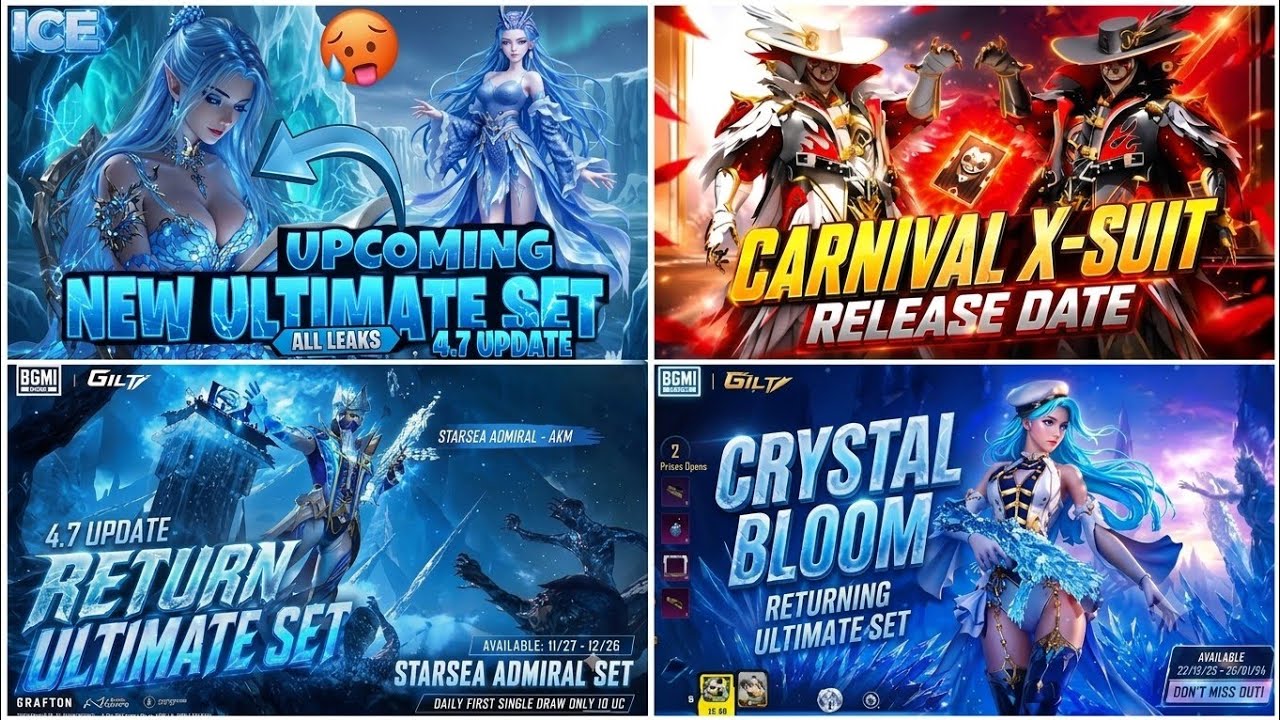 🔴NEXT ULTIMATE SET BGMI🥶4.7 UPADTE| UMP GLACIER RETURN?😍| NEW X SUIT CARNIVAL😱| STARSEA ADMIRAL AKM?