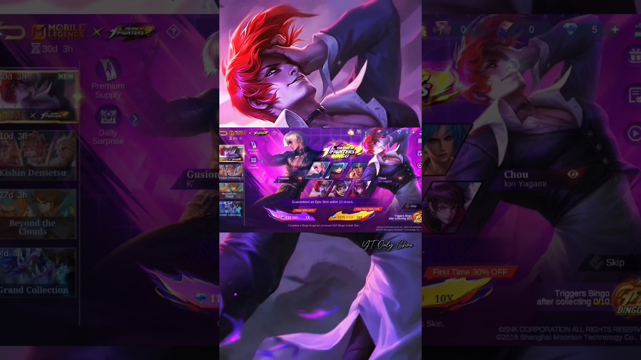 I got Iori Yagami Chou in free spin😅 [ mlbb KOF Event ]  #shorts #mlbb #kof #chou #funnyshorts