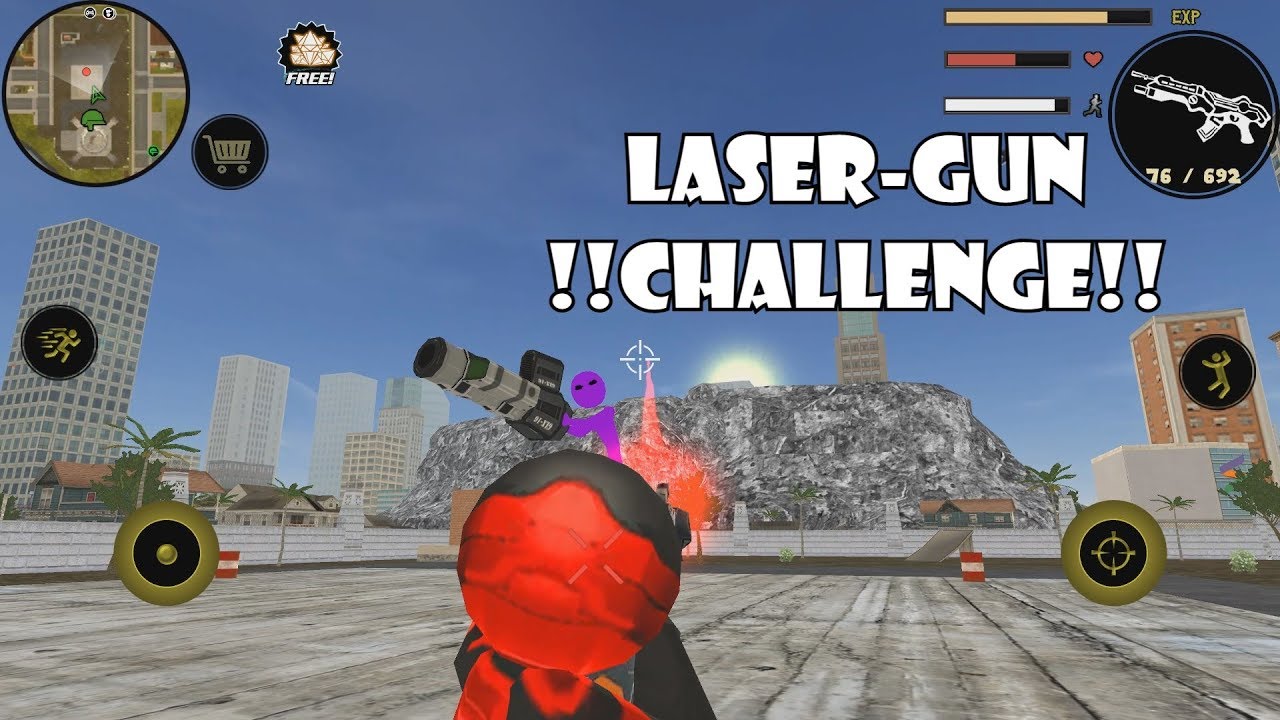 Stickman Rope Hero | Naxeex | Hard Mode Boss from the start [laser gun challenge]