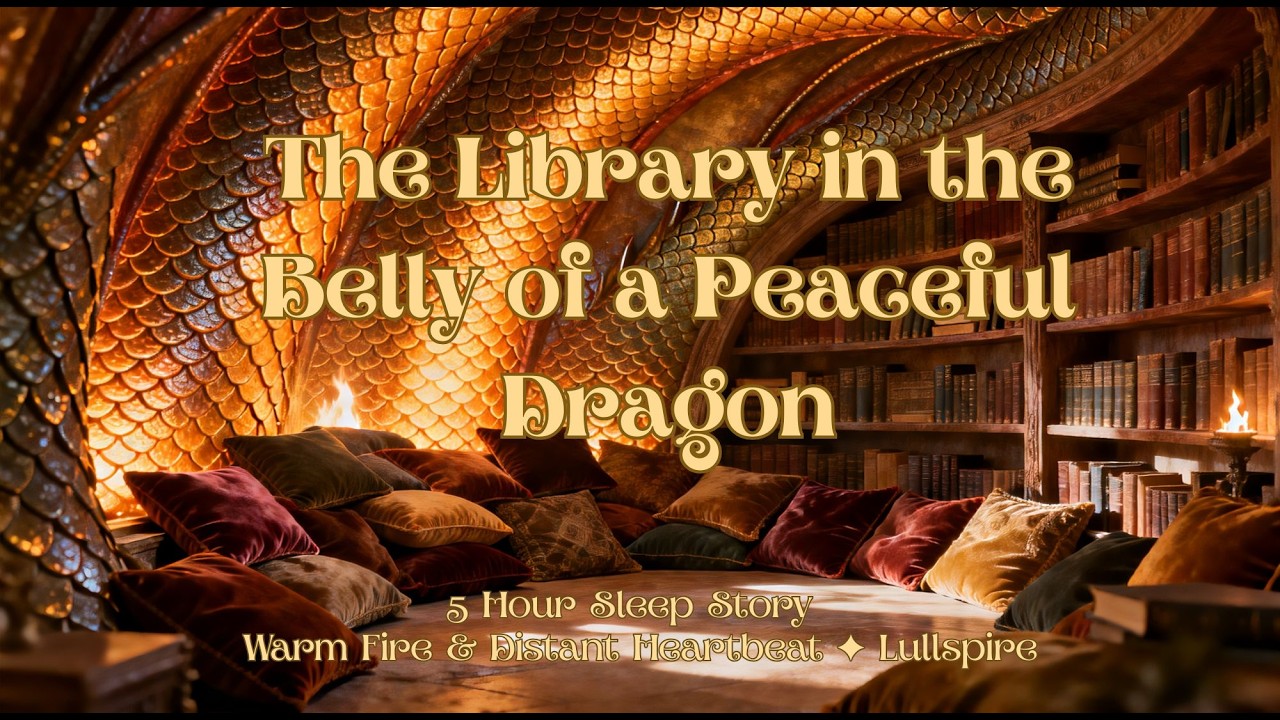 The Library in the Belly of a Peaceful Dragon Fire & Distant Heartbeat 5 Hour Sleep Story ✦Lullspire