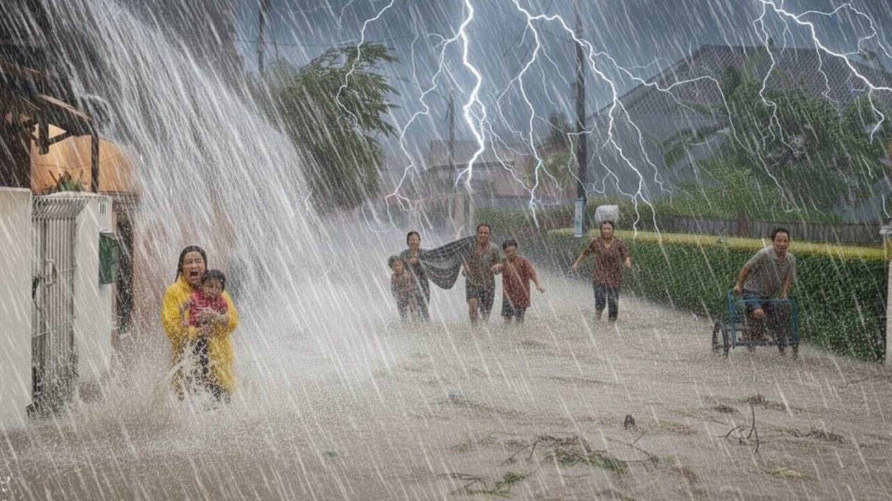 THE BIGGEST SUPER RAIN IN HISTORY IN AN INDONESIAN VILLAGE, HEAVY RAIN, STORMS, WIND AND LIGHTNING