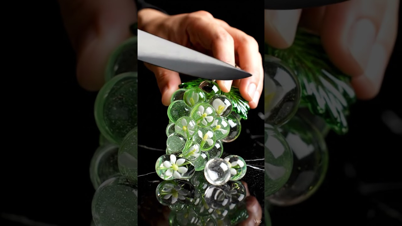 AI Glass Fruit Cutting ASMR 🍉#AIVideo #AIFruitCutting #GlassFruitCutting