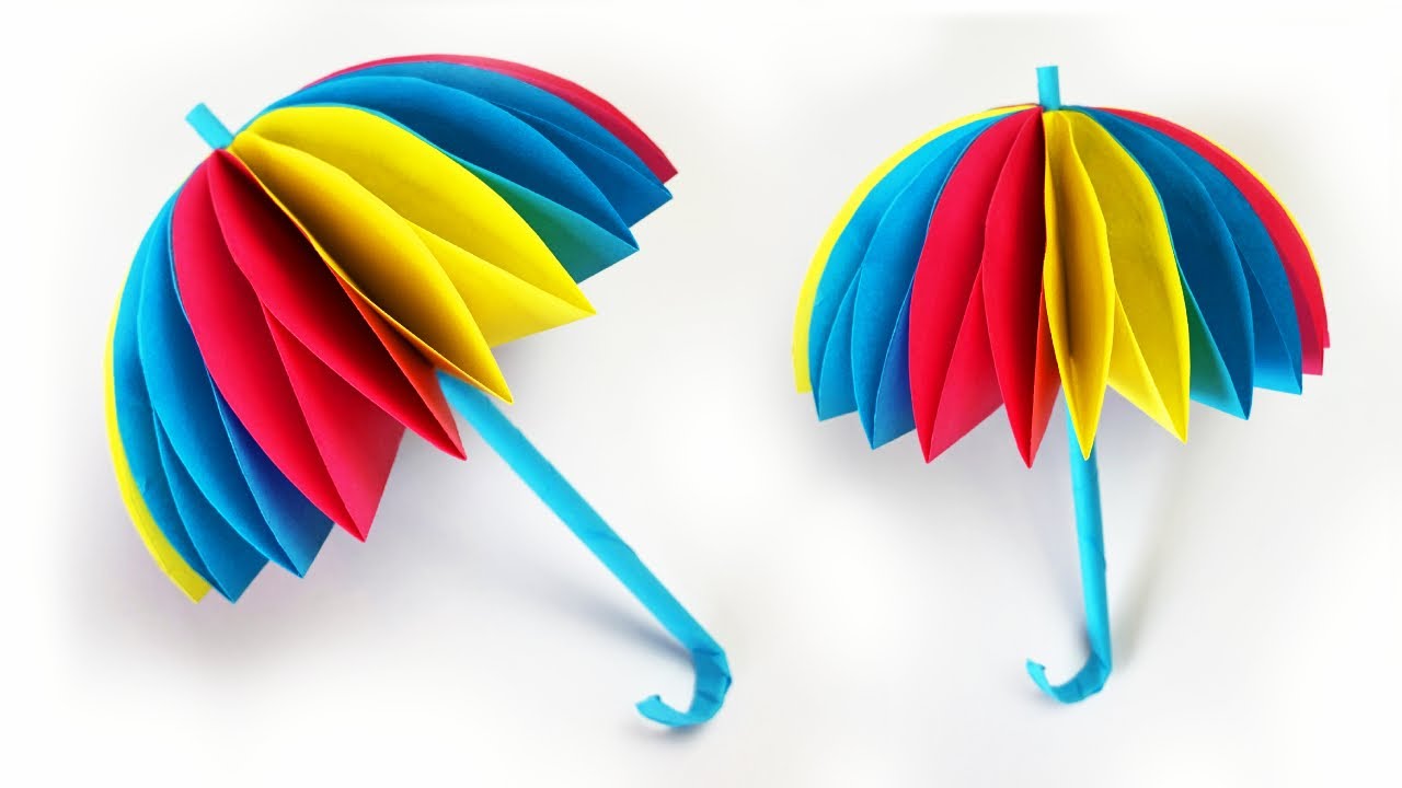 How to Make a Colorful Umbrella | Paper Craft DIY | كيفية صنع مظلة ملونة | صنع شمسية من الورق