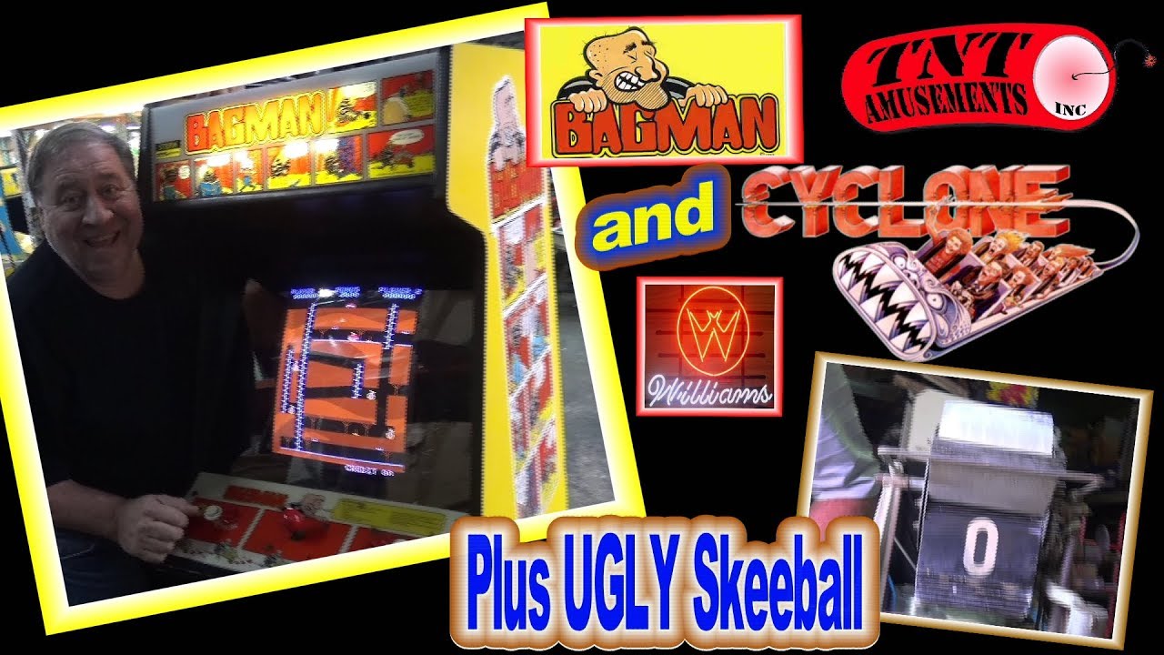 #1305 Stern BAGMAN Arcade Video Game-Williams CYCLONE Pinball-UGLY Skeeball Machine! TNT Amusements