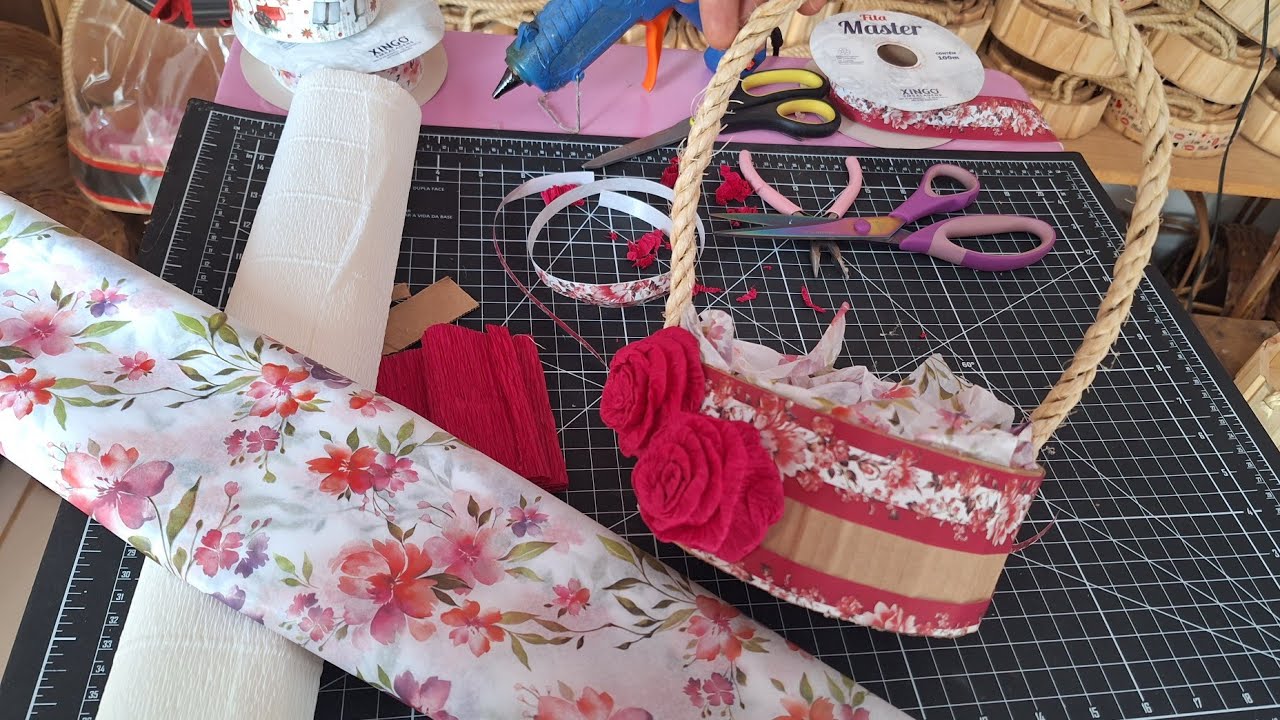Decoração cesta de papelão gastando menos de 1,00 real - DIY Presentes