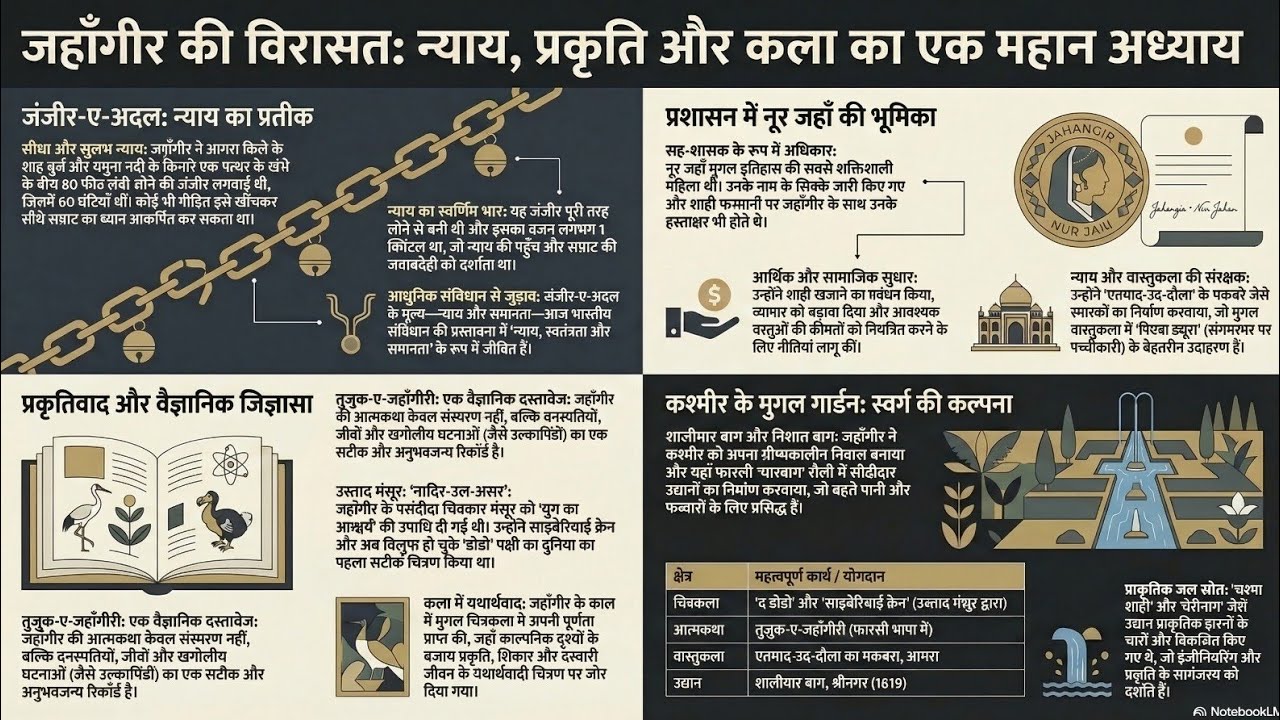 जहाँगीर की विरासतःन्याय,प्रकृति और कला का एक महान अध्याय।प्रकृतिवाद और वैज्ञानिक जिज्ञासा।हिन्दी में