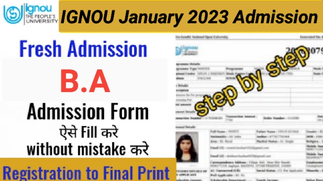 IGNOU BA Admission Process 2023 | IGNOU B.A Admission Form fill up Online 2023 (Full Details)