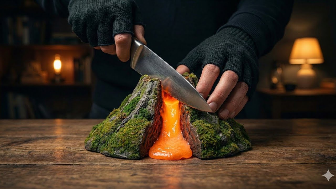 Cutting a Volcano 🌋 | Satisfying Al ASMR | No Music