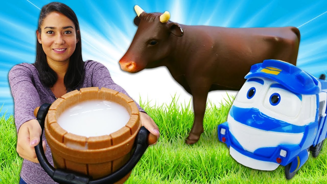 Spielzeug Kindergarten mit Valeria. Wir spielen auf dem Bauernhof. Tolle Spielzeugautos