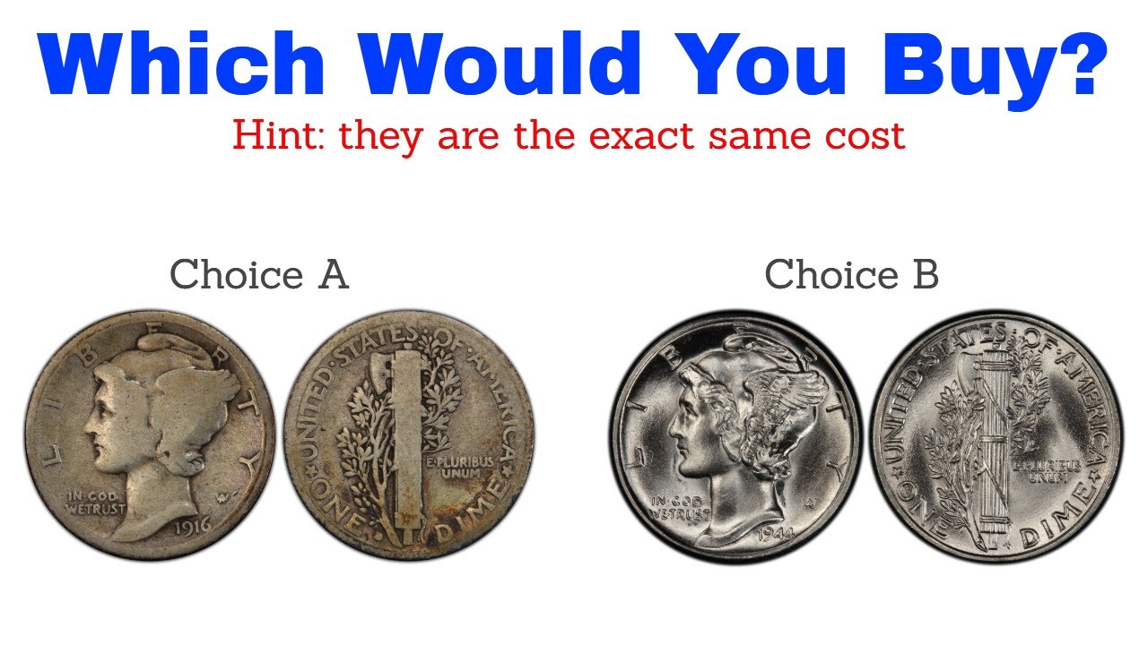 Low Grade 1916-D vs High Grade 1944-P Mercury Dime