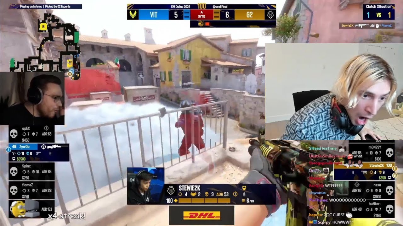 xQc реагирует на Insane 2v1 Clutch от Stewie2K
