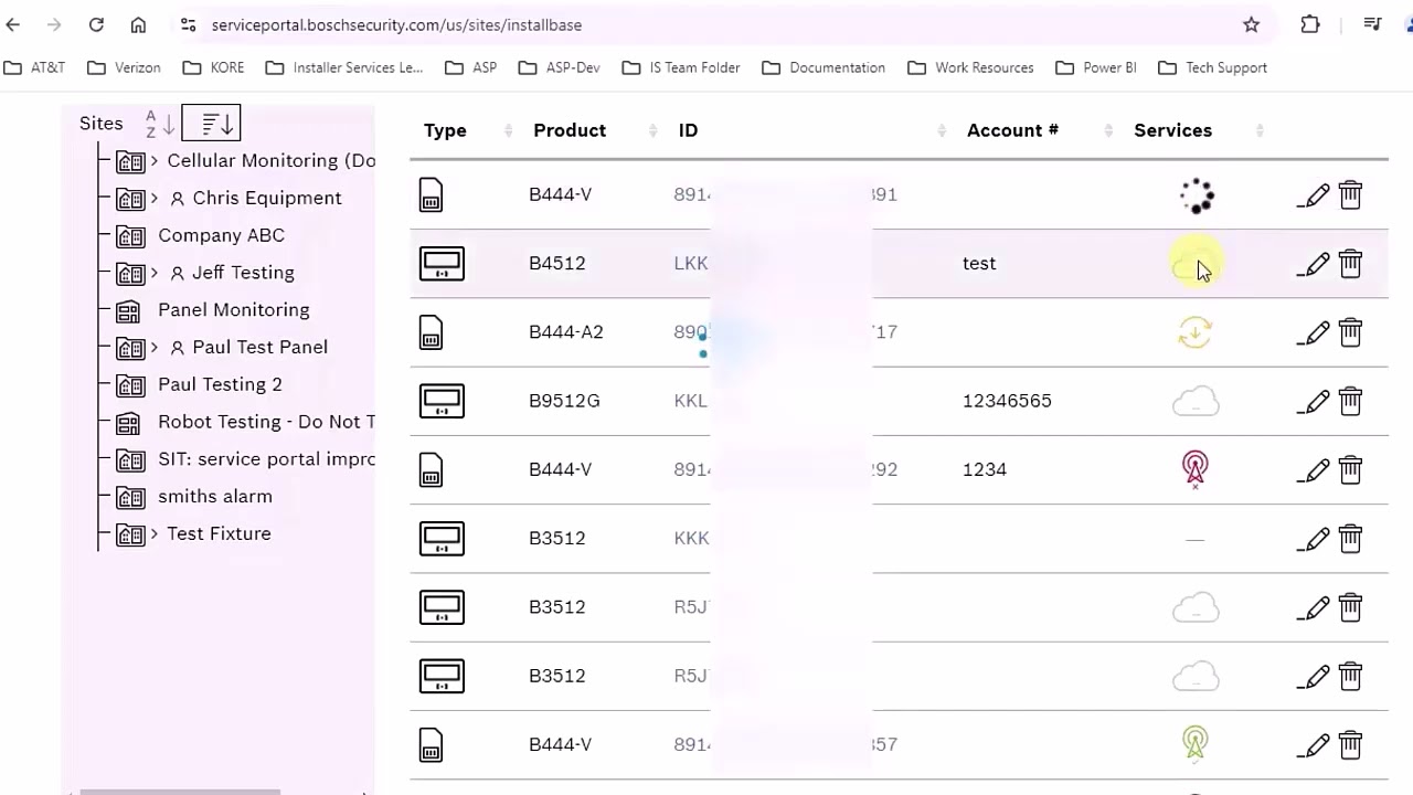 Installer Services Portal: Device Status