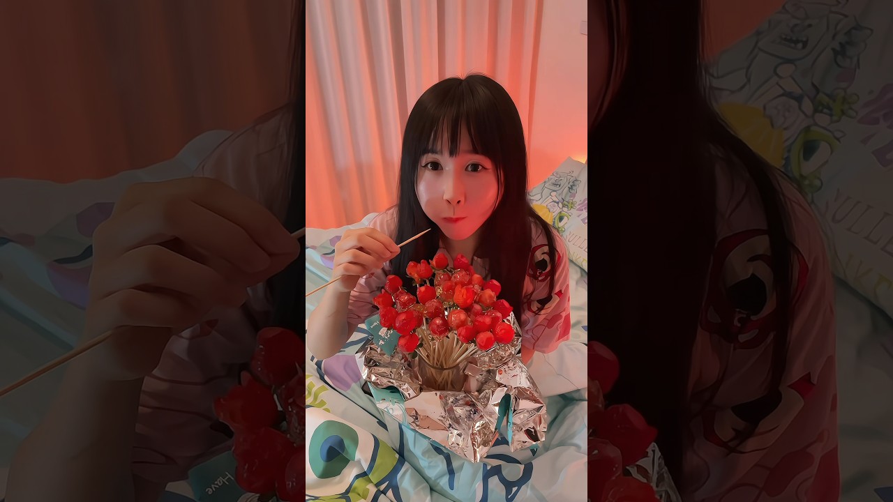 How to make strawberry Tanghulu when girlfriend is sleeping 🍓#shorts #funny #asmr #mukbang