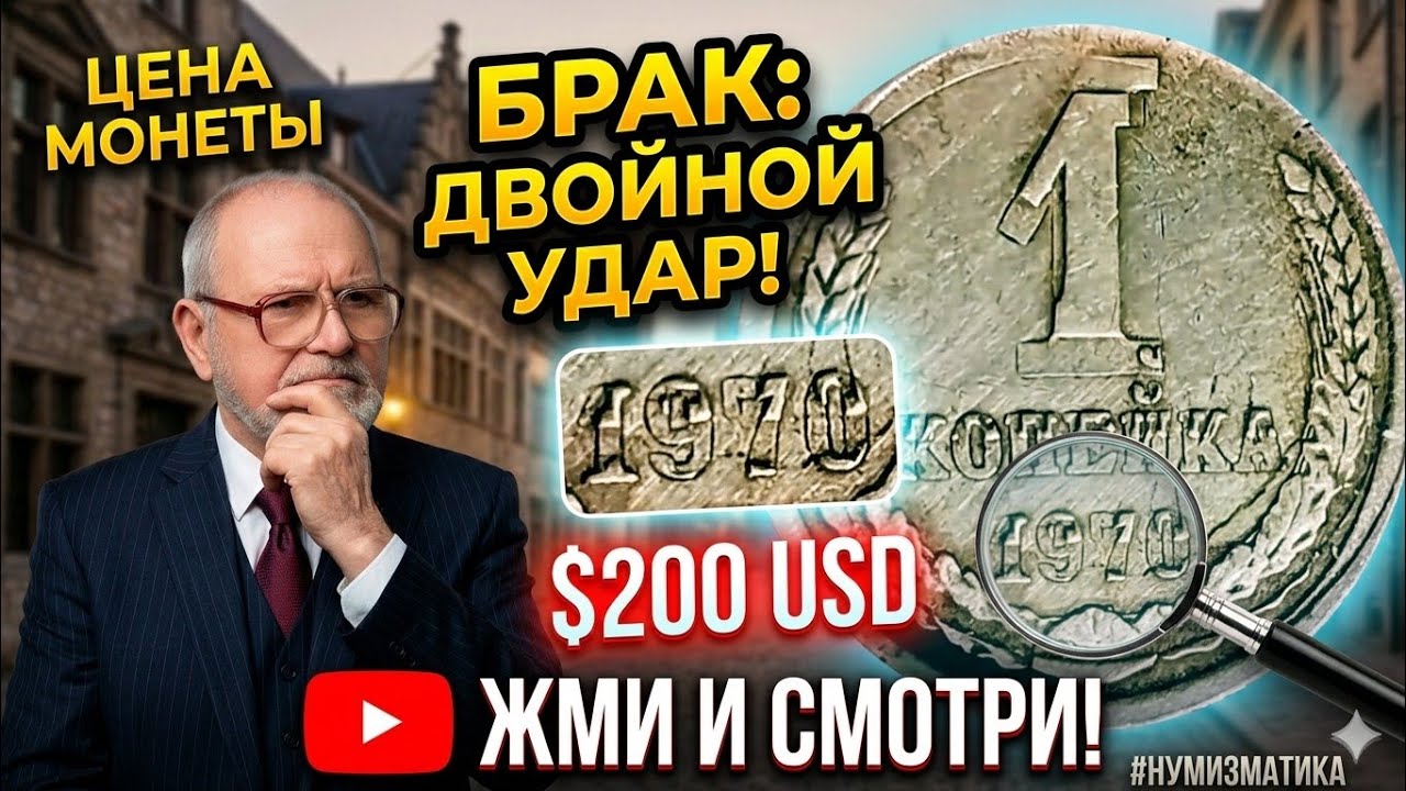 РЕДЧАЙШИЙ ДВОЙНОЙ УДАР! 1 копейка 1970 — брак, который стоит как новая иномарка 😱💰