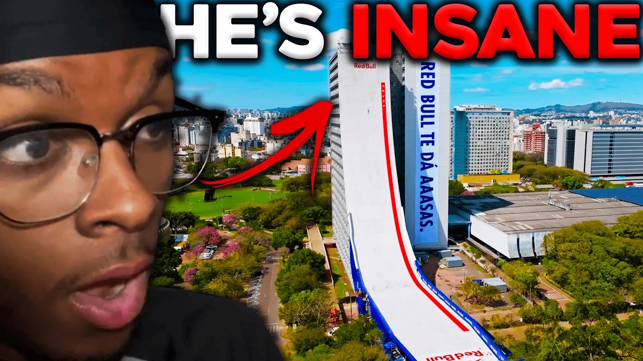 REDBULL SKATER CLEARS 70M BUILDING...