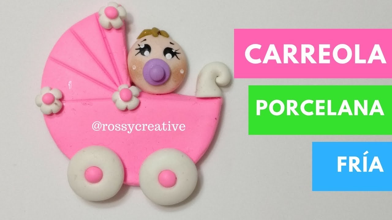 Recuerdos y Distintivos para baby Shower Carreola en porcelana fria