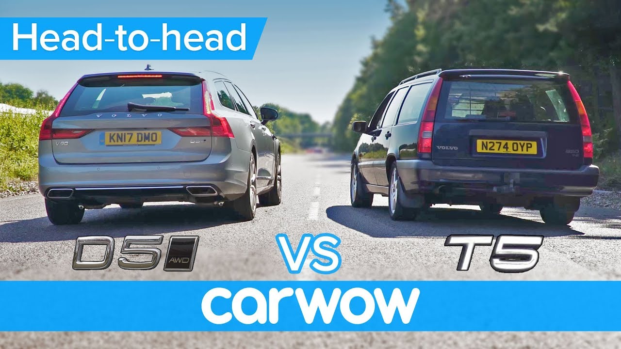 New diesel vs old petrol DRAG and ROLLING RACE: Volvo V90 D5 2017 vs 850 T5 1995 -which is quicker?