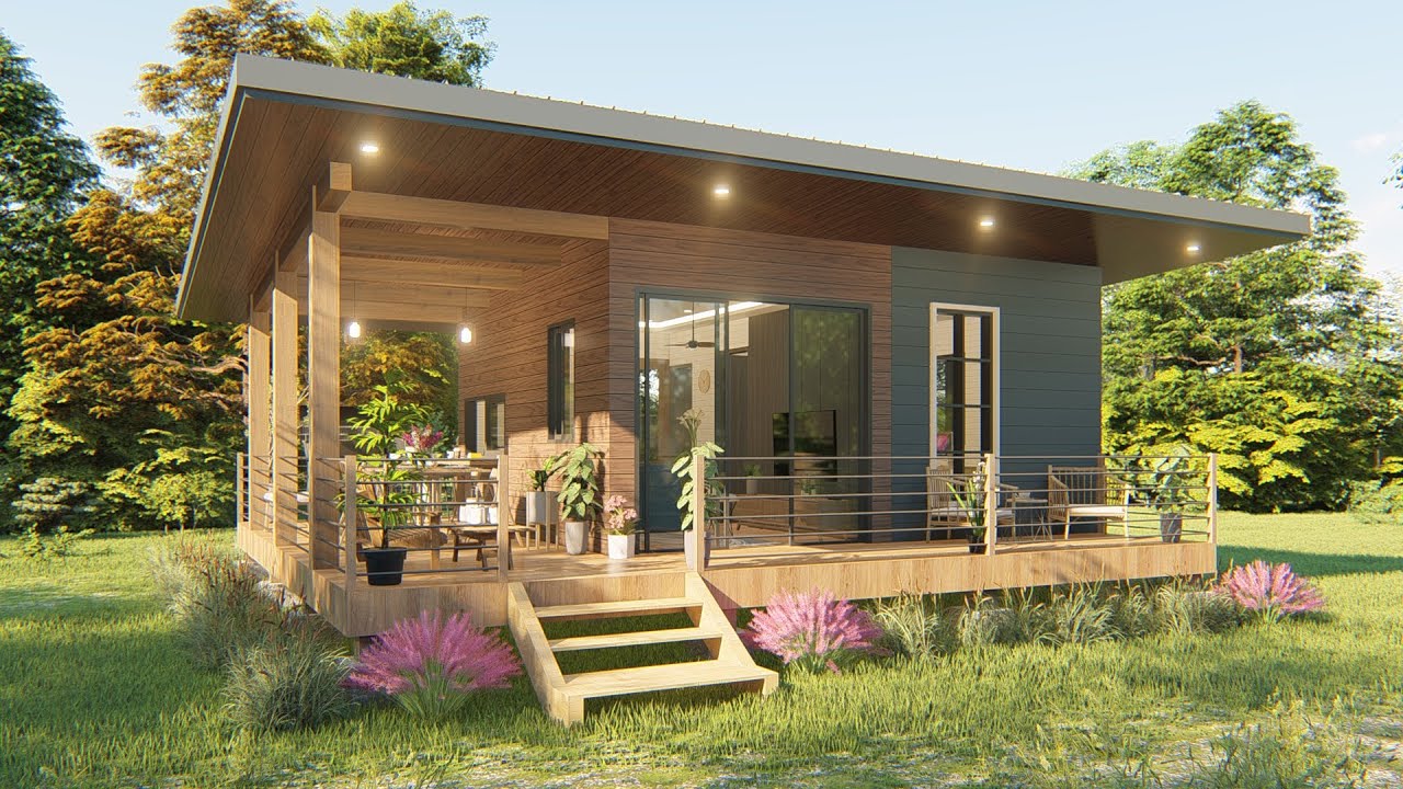 Tiny House Design 6 x 5 meters ( 320 sqft ) Charming Farmhouse style