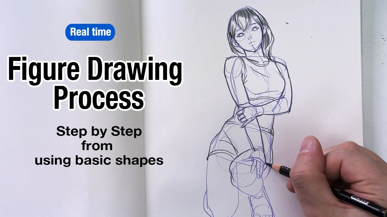 Figure drawing realtime process (from using basic shapes)