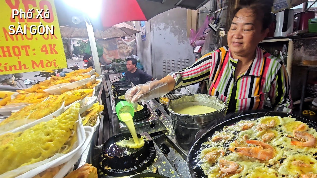 Quá độc đáo BÁNH XÈO, BÁNH CĂN LÒNG ĐÀO đặc sản Độc Quyền chỉ 6k ở quán cô 6 gần 40 năm 