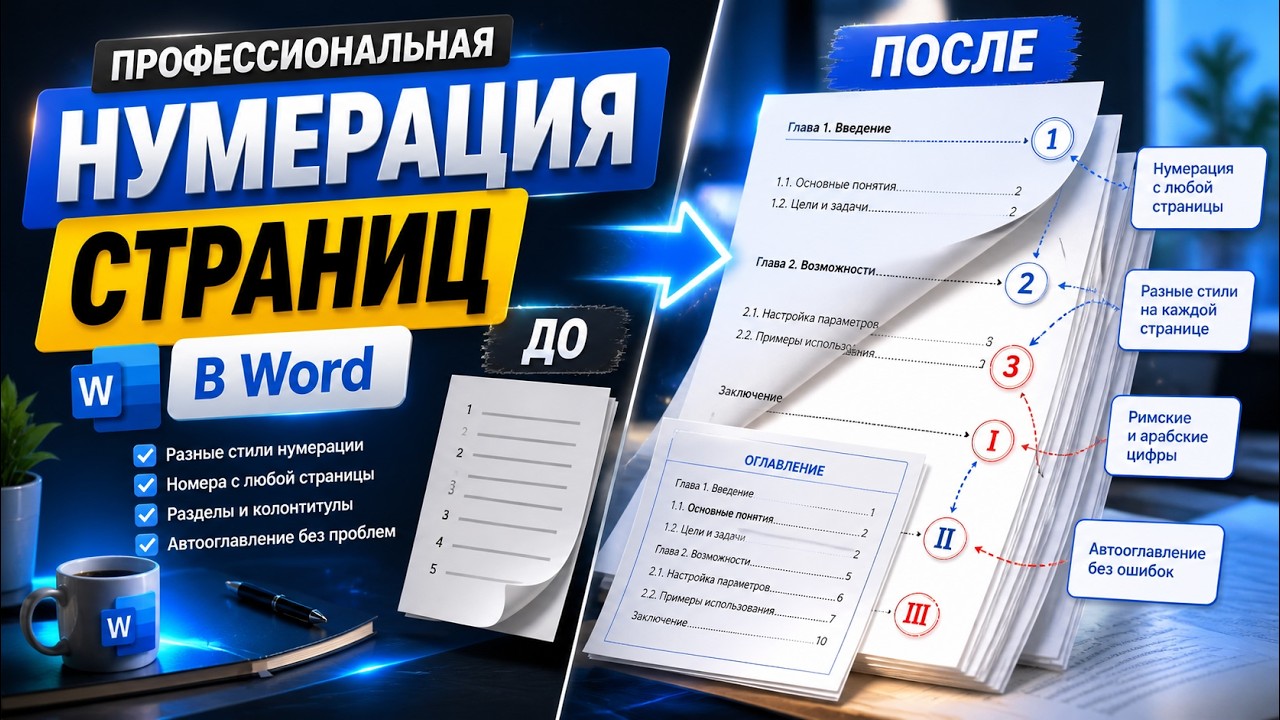 Секреты нумерации страниц для научных работ и дипломов | Advanced Page Numbering for Papers in Word