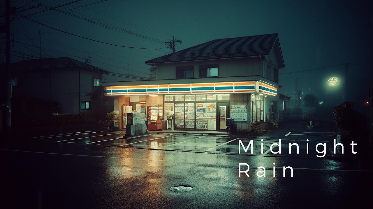Midnight Rain at a Quiet Japanese Convenience Store, Japan | Minimal Piano Ambientfor Study & Focus
