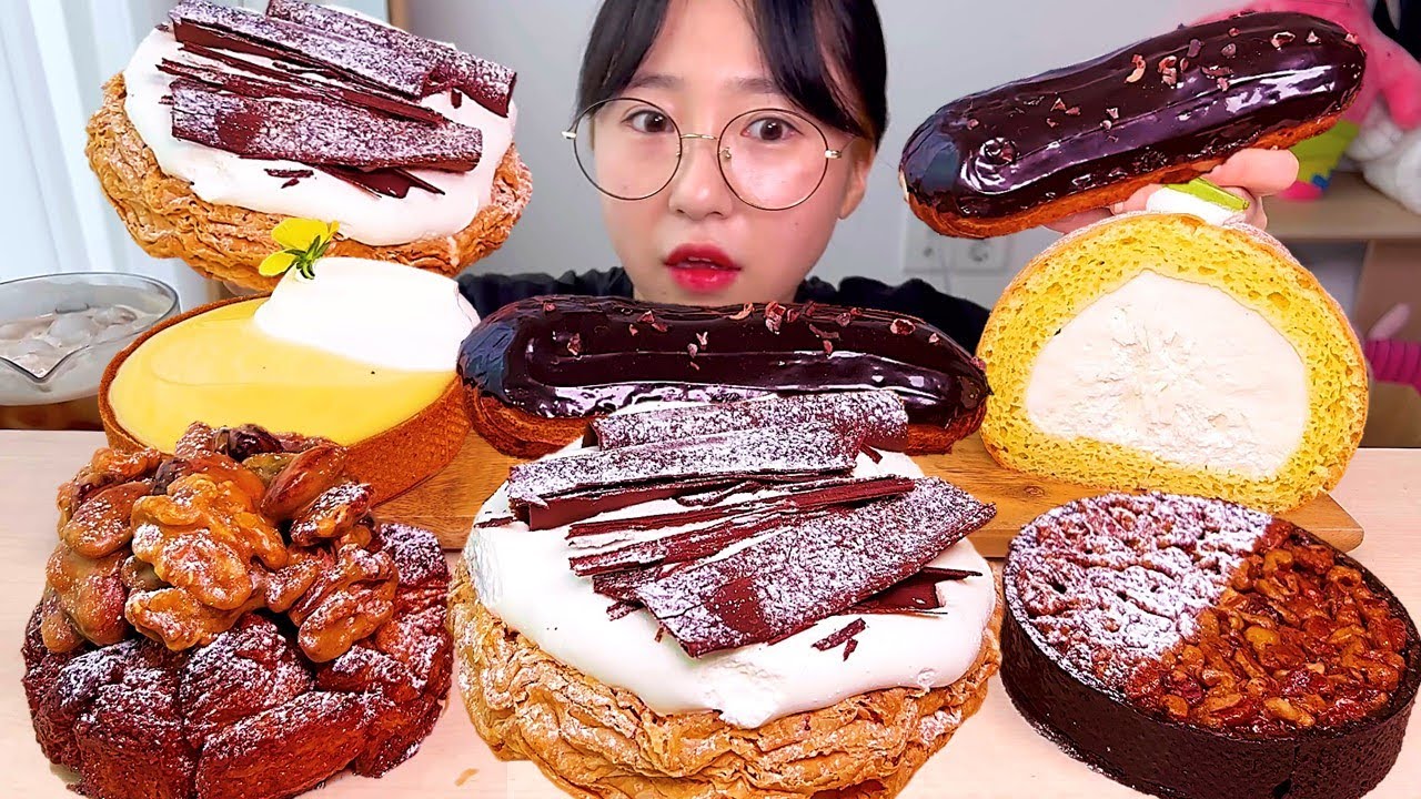 타르틴 바나나크림🍌 타르트 밀크롤 에끌레르 베이커리 빵 디저트 먹방 Dessert Mukbang