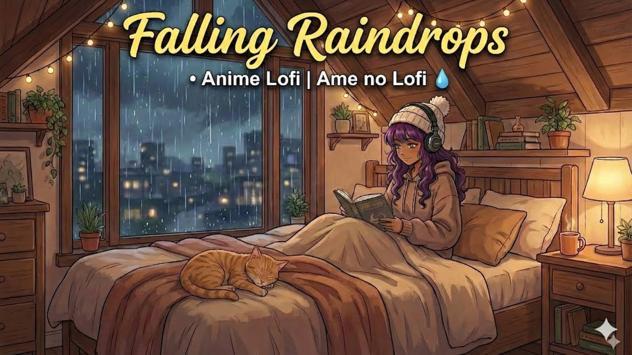 🌧️ Falling Raindrops ☔ Cozy Lofi for Study & Relax | Ame no Lofi