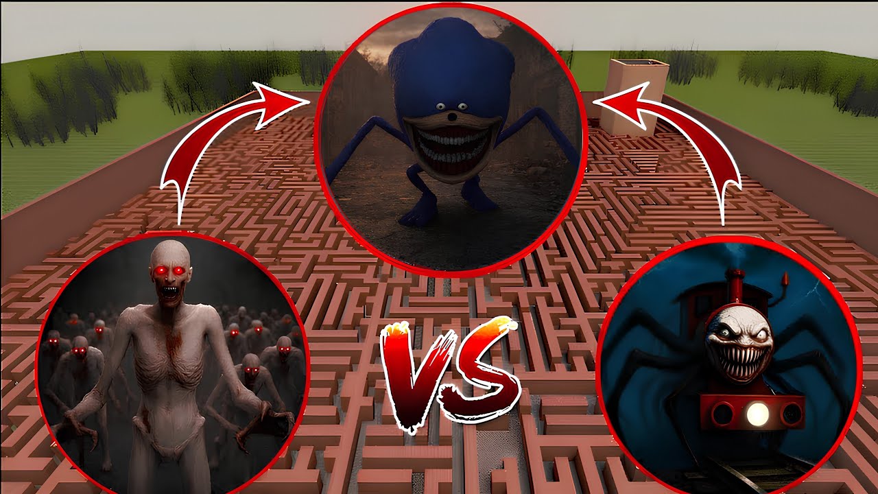 Garry's Mod: Shin Sonic Tapes VS Choo Choo Charles VS Scp 096 In Maze! 