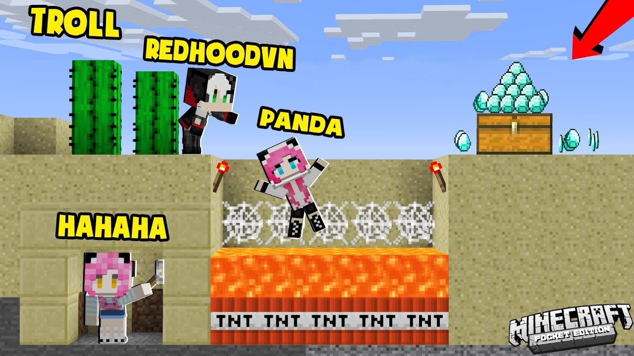 MỀU REDHOOD VÀ CHỊ PANDA TROLL NHAU BẰNG BẪY LIÊN HOÀN TRONG MINECRAFT | Thử Thách Mều Channel
