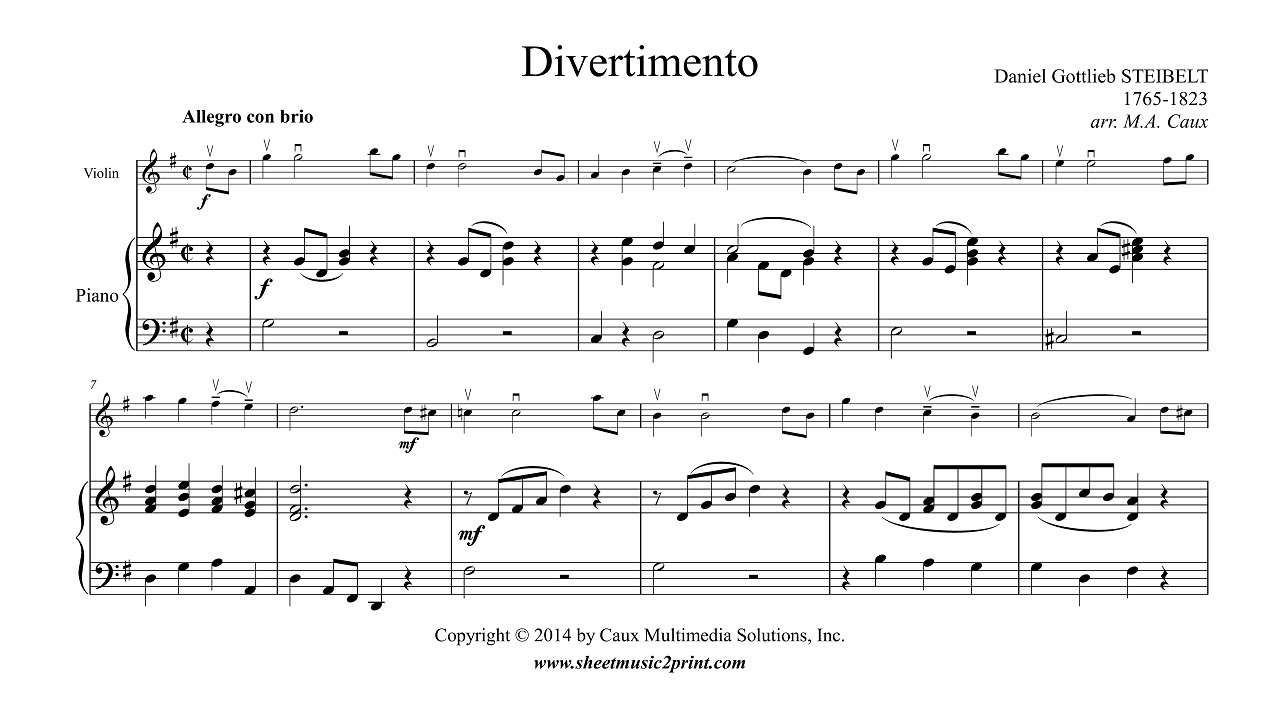 Steibelt : Divertimento in G Major - Violin