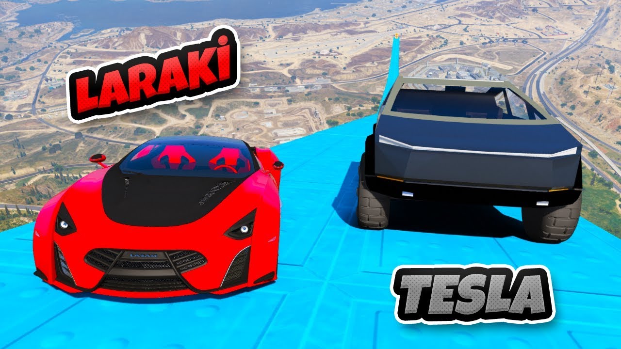 Laraki vs Tesla Arabalar 4 Farklı Uçma Parkurunda - GTA 5