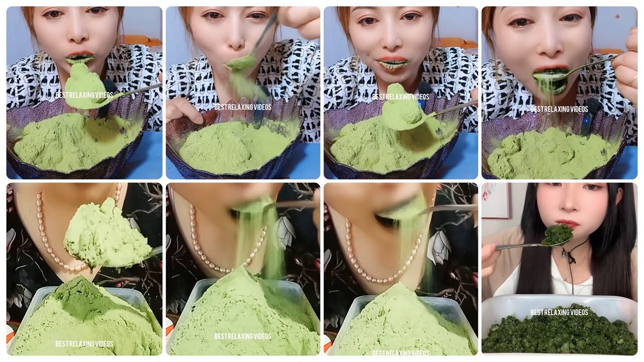 [ASMR] AWESOME MATCHA POWDER EATING & MATCHA PASTE & MATCHA-EIS ESSEN & ICE MUKBANG & ICE QUEEN👸🏻2