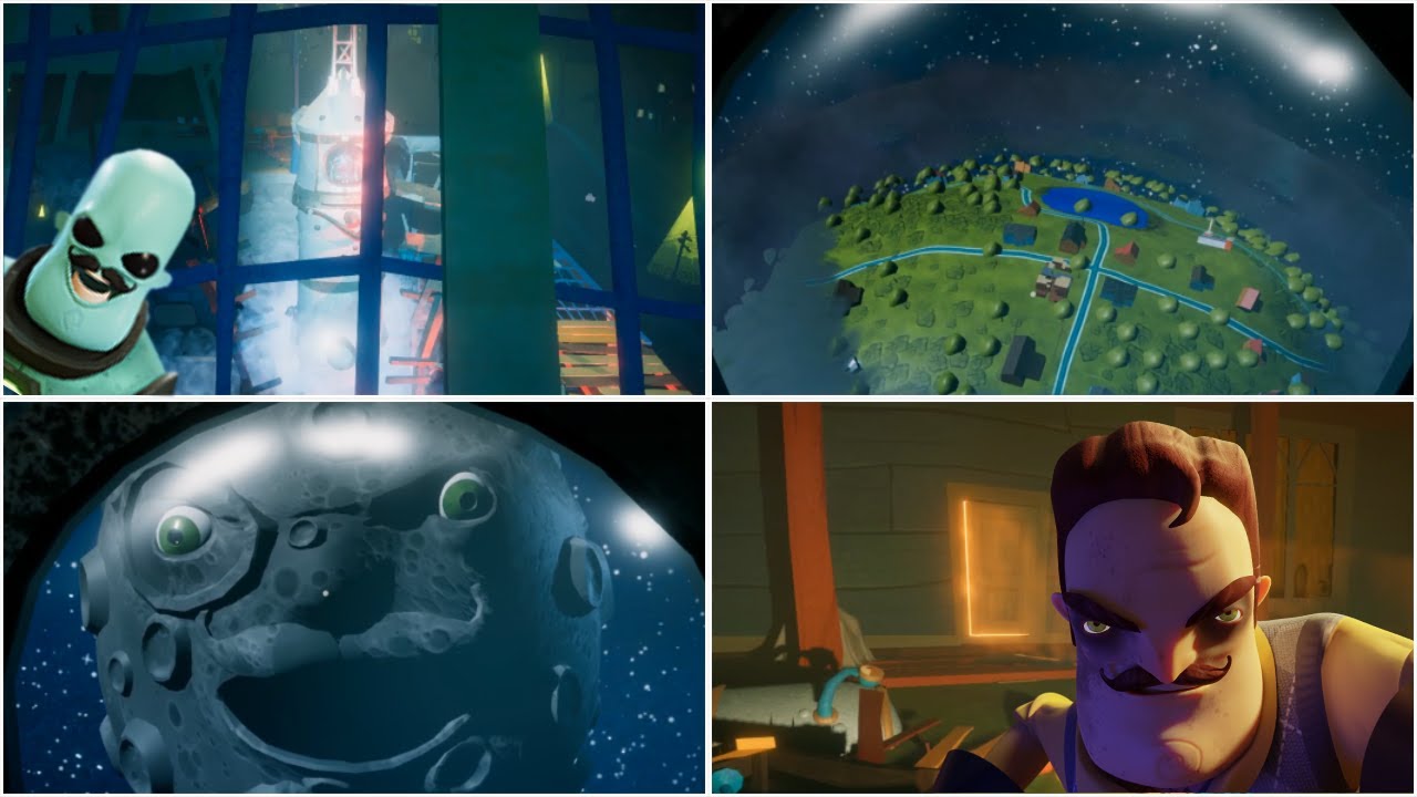 HELLO NEIGHBOR MULTIPLAYER TRUE ENDING + MOON NEIGHBOR JUMPSCARE