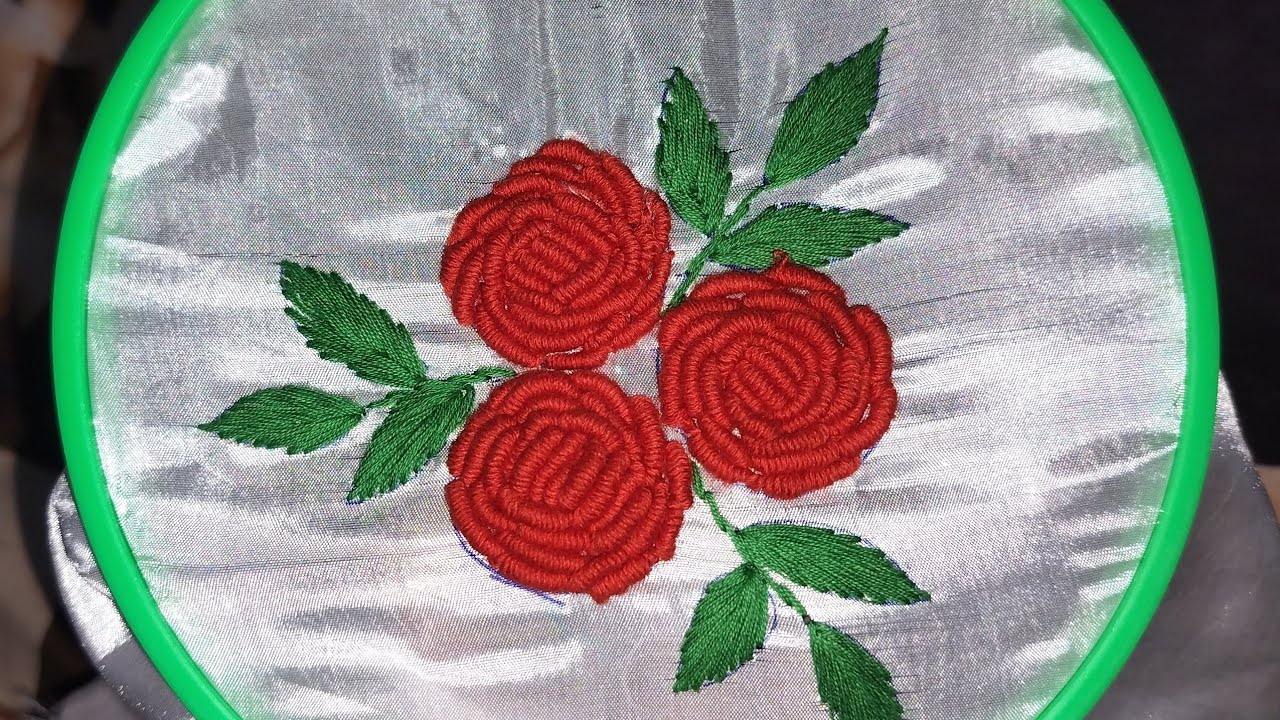 Hand embroidery of new rose