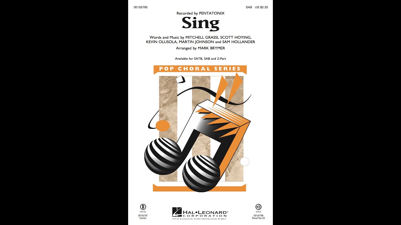 Sing (SAB Choir) - Arranged by Mark Brymer