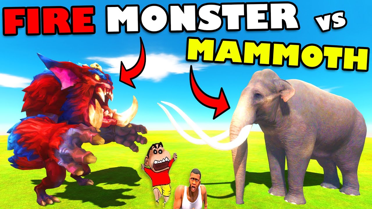 SHINCHAN FIRE MONSTER vs CHOP MAMMOTH DEATH TRAP in ANIMAL REVOLT BATTLE SIMULATOR