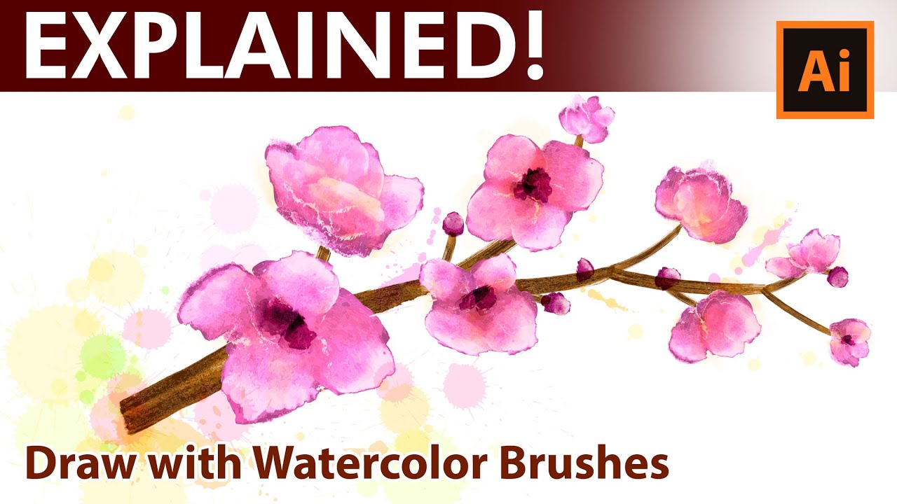 Adobe Illustrator -  Watercolor Drawing Tutorial - Pink Spring Flowers